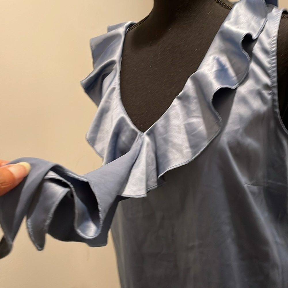 Under Cover Agent Kathleen Kirkwood Top Size M  BlueGray Summer Feminine Ruffles